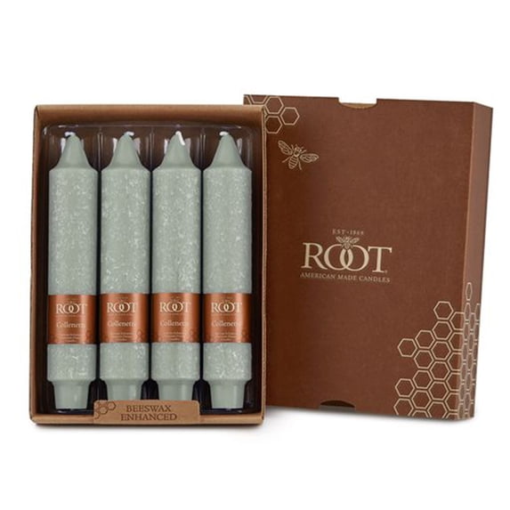 ROOT Unscented 7 In. Timberline Collenette Taper Candles box of 4 7 X 1-1/4 - Sage Green