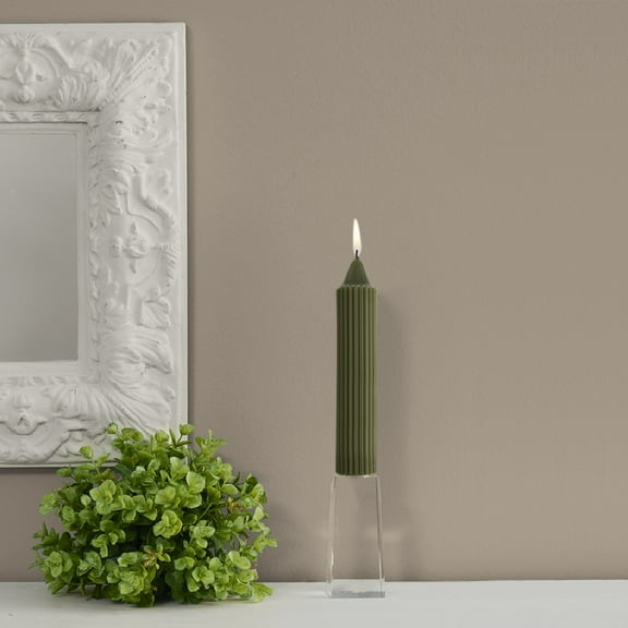 ROOT Unscented Grecian Collenettes Taper Candles, 7-Inch Tall, Box of 4, Dark Olive