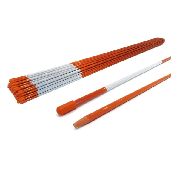 The ROP Shop (Pack of 100) (1/4 Inch) Orange 48 Inch Reflective Driveway Markers, Snow Stakes Poles for Snow Plowing Driveways, Walkways, Sidewalks, Parking Lots