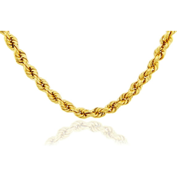 ROPE ULTRA LIGHT DIAMOND CUT 10K GOLD CHAIN 6MM : 22"