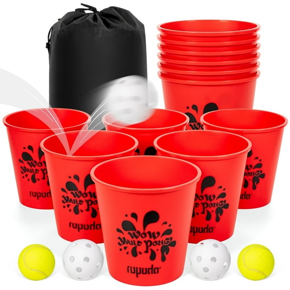 ROPODA Giant Yard Pong, Yard Games with Durable Buckets and Balls Red
