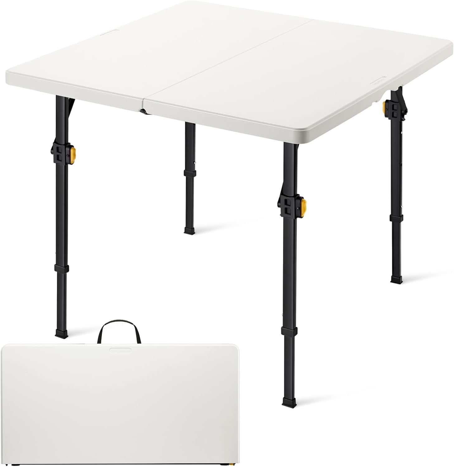 ROQ34" Square Folding Card Table, Two Heights Adjustable, Max Load 200 ...