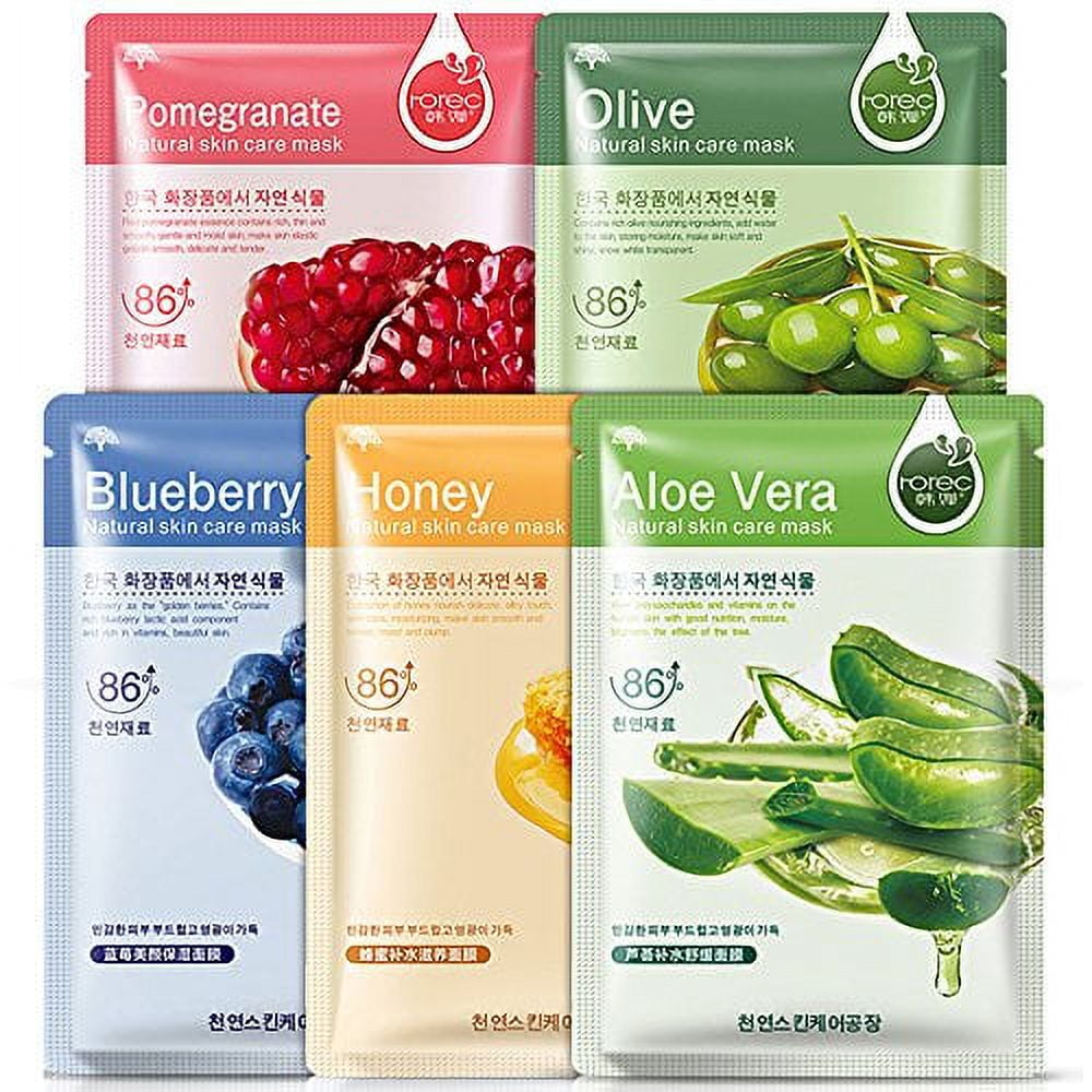 ROREC Face Mask Soft Skin Natural Moisturizing Extracts Collagen 5PCS