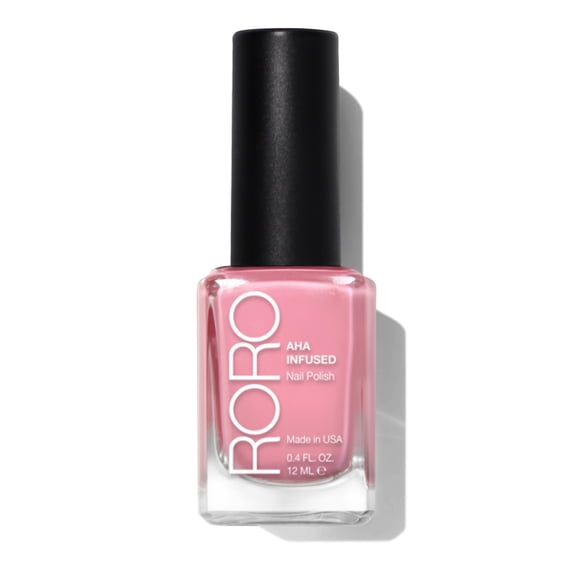 RORO AHA Infused Nail Polish - Bubblegum Pink (Can’t Sit With Us), Chip-Resistant 21+ Free Vegan Nail Lacquer, .40fl oz
