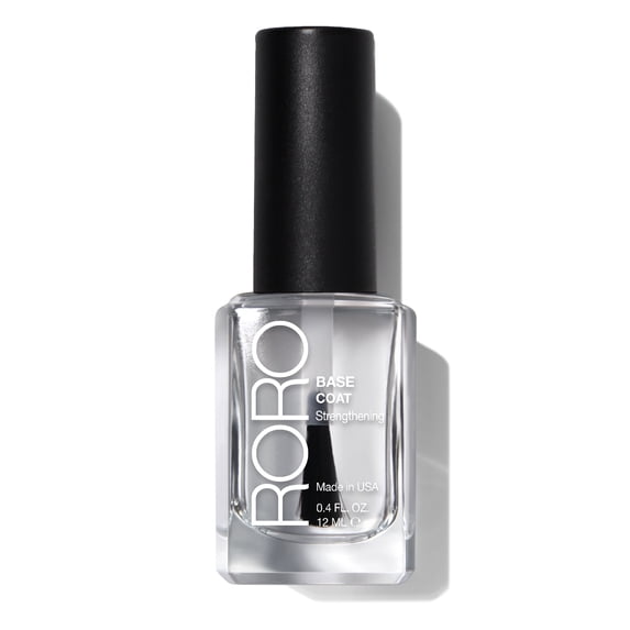 RORO Clear Base Coat Nail Polish - Smooth Finish Primer Bonder for Long Lasting Manicure Wear, Vegan/Cruelty-Free 21+ Free, .40fl oz