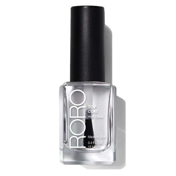 RORO Clear Top Coat Nail Polish - Long Lasting Shine and Wear, Vegan/Cruelty-Free 21+ Free Manicure Finish, .40fl oz