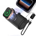 thumbnail image 1 of RORRY 10000mAh Portable Charger, 22.5W PD Fast Charging Power Bank with Built-in USB-C Cable, Mini Apple Watch & Phone Charger for iPhone 17/16/15, AirPod, Samsung– Black, 1 of 8