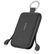 RORRY CharmGo Portable Charger, 10000mAh PD 30W Power Bank with Built-in Cables, Fast Charging Battery Pack, Travel Essential Phone Power Bank for iPhone, Android, iPad, Galaxy and More,Black