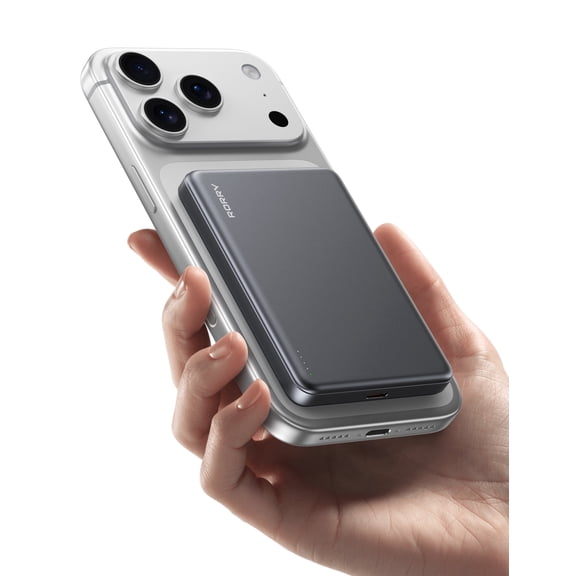 RORRY Portable Charger,10000mAh Ultra Slim Wireless Magnetic Power Bank, 22.5W Fast Charging Battery Pack Compatible for iPhone 17 Pro Max/17 Pro/Air/16/15/14/13, Gray