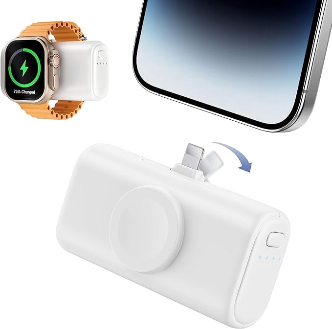 RORRY Mini Portable Charger for iPhone,5000mAh Small &Ultra-Compact 15W PD Fast Charging Power Bank Compatible with iPhone 14/13/12/11/XR/X/8 and Apple Watch Series 9/Ultra2/8/Ultra/7/6/5/4/3/SE