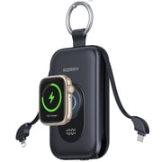 RORRY Portable Charger 20000mAh, PD 30W Fast Charging Power Bank with Built-in Cables & Apple Watch Charger, Travel Essential Battery Pack for iPhone/iPad, Blac