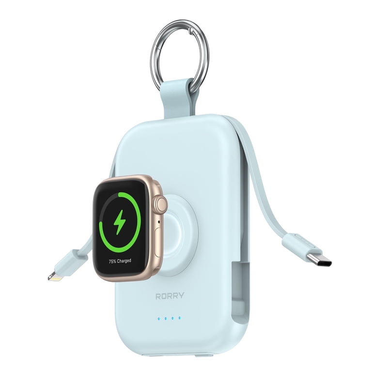 Rorry Portable Charger, 5000mAh Power Bank - Apple Watch Charger with Built-in Cables,Travel-Ready Portable Charger for iPhone 17/ 16/15/14 ,Android ,