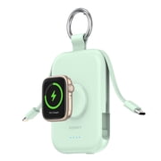 RORRY Portable Charger, 5000mAh Power Bank - Apple Watch Charger with Built-in Cables,Travel-Ready Portable Charger for iPhone 17/ 16/15/14 ,Android ,Apple Watch Ultra2/11/10/9/8, Green