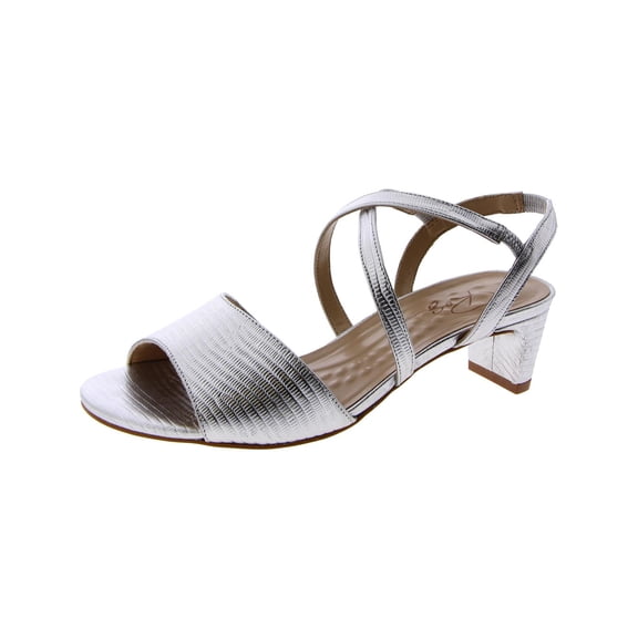 Ros Hommerson Womens Liza Metallic Embossed Ankle Strap