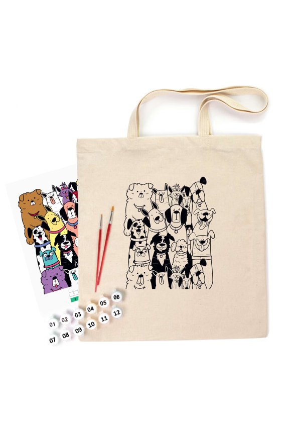 Talent: Eco-Friendly Cotton Ecobag Coloring Kit – Dogs Design (220 GSM, 38x42 cm)
