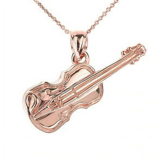 ROSE GOLD 3D VIOLIN MUSIC CHARM PENDANT NECKLACE : 10K Pendant only