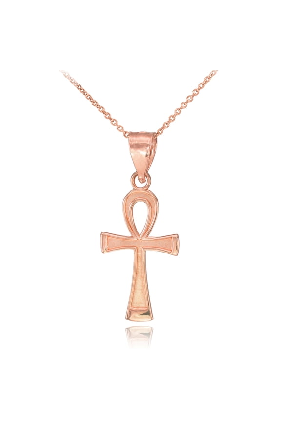 ROSE GOLD ANKH CHARM NECKLACE : 14K Pendant with 20" chain