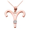 thumbnail image 1 of ROSE GOLD ARIES ZODIAC SIGN APRIL BIRTHSTONE PENDANT NECKLACE, 1 of 1