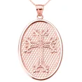 thumbnail image 1 of ROSE GOLD ARMENIAN APOSTOLIC CROSS OVAL PENDANT NECKLACE, 1 of 1
