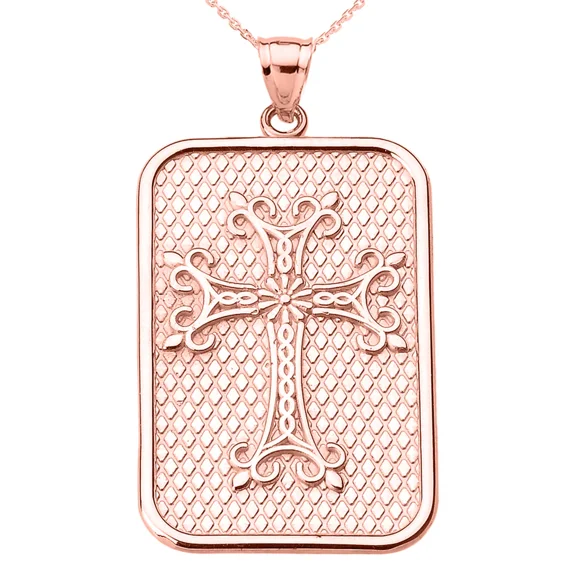 ROSE GOLD ARMENIAN APOSTOLIC CROSS PENDANT NECKLACE