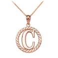 thumbnail image 1 of ROSE GOLD "C" INITIAL IN ROPE CIRCLE PENDANT NECKLACE :  14K  Pendant with 22" chain, 1 of 1
