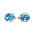 thumbnail image 1 of ROSE GOLD ELEGANT DIAMOND OVAL HALO SOLITAIRE BLUE TOPAZ STUD EARRINGS, 1 of 1