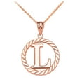 thumbnail image 1 of ROSE GOLD "L" INITIAL IN ROPE CIRCLE PENDANT NECKLACE :  14K  Pendant only, 1 of 1