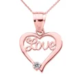 thumbnail image 1 of ROSE GOLD "LOVE" SCRIPT DIAMOND HEART PENDANT NECKLACE, 1 of 1