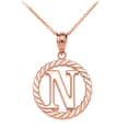 thumbnail image 1 of ROSE GOLD "N" INITIAL IN ROPE CIRCLE PENDANT NECKLACE :  10K  Pendant with 20" chain, 1 of 1