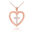 thumbnail image 1 of ROSE GOLD OPEN HEART DIAMOND CROSS PENDANT NECKLACE :  14K  Pendant with 22" chain, 1 of 1