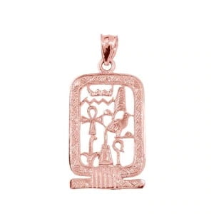 ROSE GOLD OPEN STYLE CARTOUCHE PENDANT : 10K Pendant with 18" chain