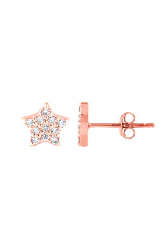 ROSE GOLD PLATED OVER STERLING SILVER CZ STAR STUD EARRINGS
