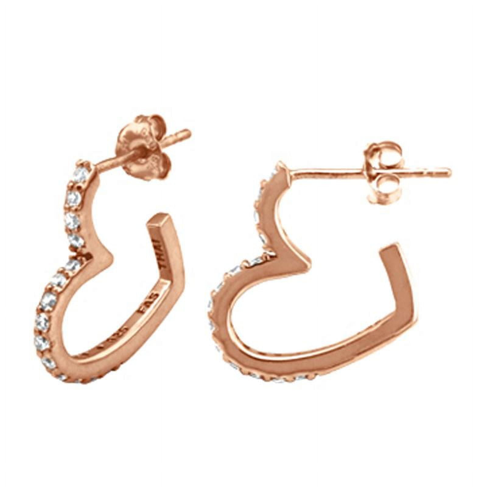ROSE GOLD PLATED OVER STERLING SILVER MINI CZ HEART HOOP