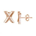 thumbnail image 1 of ROSE GOLD PLATED OVER STERLING SILVER PLAIN X STUD EARRINGS, 1 of 1