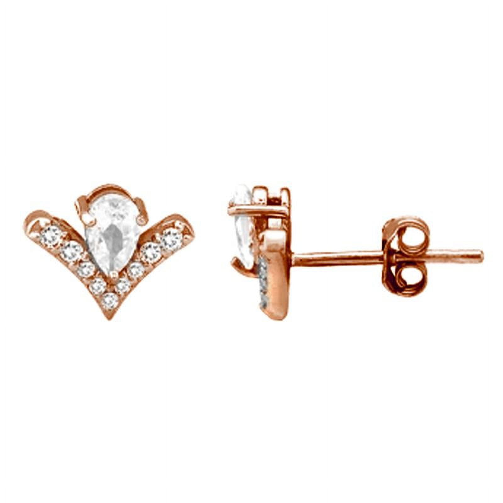 ROSE GOLD PLATED OVER STERLING SILVER V STUD EARRINGS