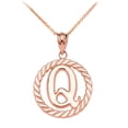 thumbnail image 1 of ROSE GOLD "Q" INITIAL IN ROPE CIRCLE PENDANT NECKLACE :  10K  Pendant with 22" chain, 1 of 1