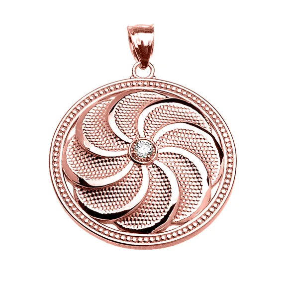 ROSE GOLD SHIELD ARMENIAN ETERNITY CUBIC ZIRCONIA PENDANT NECKLACE