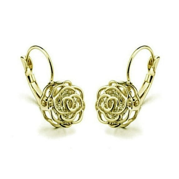 ROSE IS A ROSE 18kt Rose Crystal Earrings In White Yellow And Rose Gold Plating