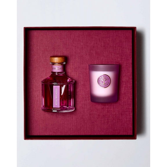 ROSE PATCHOULI Home Fragrance Gift Set - 100ml Reed Diffuser + Candle - Erbario Toscano