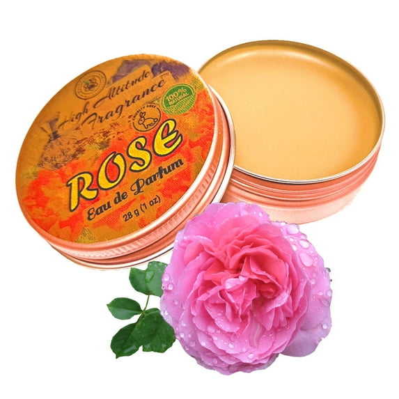 ROSE Perfume - Eau de Parfum - Solid Balm - Aromatherapy Essential Oils (with Rose Otto Oil, Rosa Damascena, Rose De Mai, Tea Rose) Natural Fragrance - Travel Party Seminar Gifts
