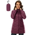 thumbnail image 1 of ROSE ROUND Women Puffer Jacket Hooded Warm Lightweight Packable Quilted Puffer Coat Outwear (Wine, Small), 1 of 3