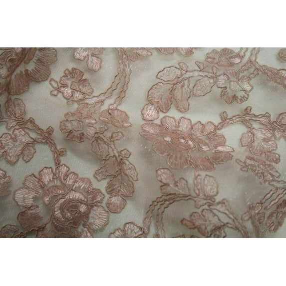 ROSEDALE Lace Fabric, 53 Inch. in Width, Pink / Sample 3x3 Inch