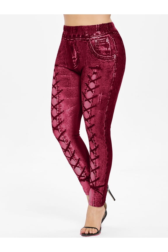 Plus Size High Waisted 3D Printed Leggings
