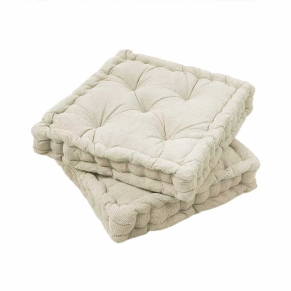 ROSEKIND 19"x19"x5" Thick Square Meditation Floor Pillow, Corduroy Tufted Floor Cushion for Adults, Large High-Resilience Sponge Seating for Yoga, Tatami, Living Room & Fireplace, Grey
