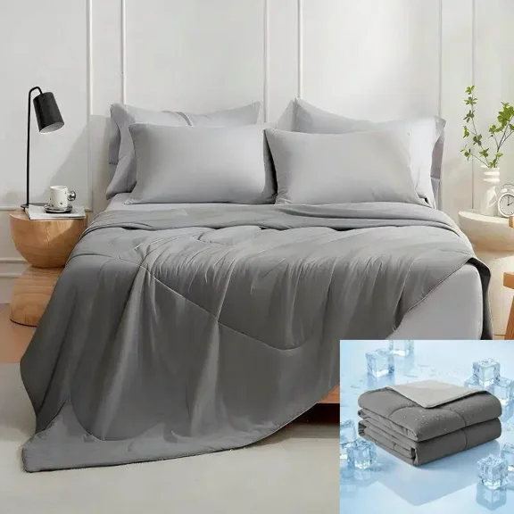 ROSEKIND 2.0 Q-Max Ultra Cooling Blanket, Upgraded Cold-to-the-Touch Ice Fabric Summer Blanket, Breathable Spandex Blend Quilt for Extreme Hot Sleepers and Night Sweats, 90"x90", Midnight Gray