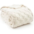 thumbnail image 1 of ROSEKIND Super-soft Aesthetic 3D Embossed Checkerboard Fleece Throw Blanket, Reversible Luxury Textured Fuzzy Plush Throw for Couch Bed Sofa, All-season, Ivory Cream, 30"x40", 1 of 8