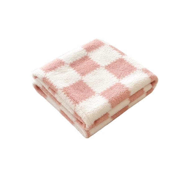 ROSEKIND Colorful Checkered Flannel Blanket, Super Soft Aesthetic Checkerboard Throw, Thick Fuzzy Fleece Nap Blanket for Single Bed, Gifts for Men, Women and Pets, 50"x60", Blush Pink