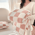 thumbnail image 1 of ROSEKIND Colorful Checkered Flannel Blanket, Super Soft Aesthetic Checkerboard Throw, Thick Fuzzy Fleece Nap Blanket for Single Bed, Gifts for Men, Women and Pets, 60"x80", Blush Pink, 1 of 7