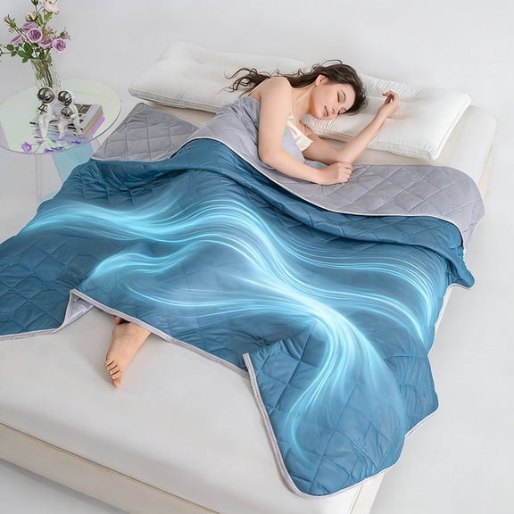ROSEKIND Cooling Comforter for Hot Sleepers, OEKO-TEX Certified Lightweight Blanket, Soft & Breathable Cooling Quilt, 80x90in, Iced Lavender