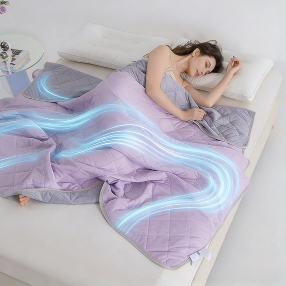 ROSEKIND Cooling Comforter for Hot Sleepers, OEKO-TEX Certified Lightweight Blanket, Soft & Breathable Cooling Quilt, 80x90in, Iced Lavender